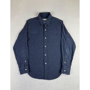 Buck Mason Shirt Men's Small Blue Knit Button Up Long Sleeve Cotton Casual